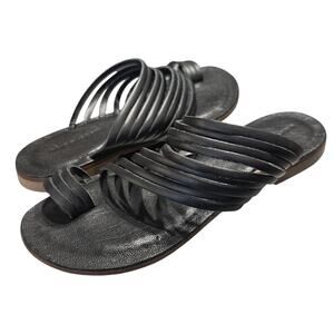 Fabio Rusconi Vachetta Leather Strappy Flat Sandals - Black - 36